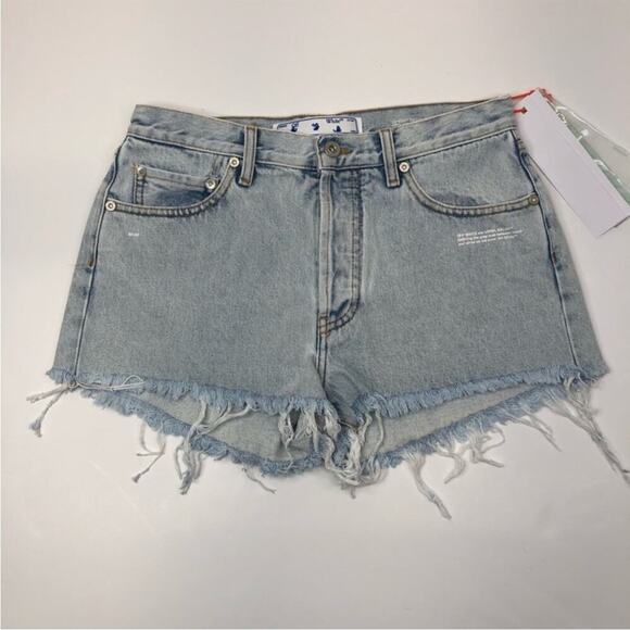 Off-White Frayed Hem Bleach shorts blue no color - 27 - Picture 3 of 15